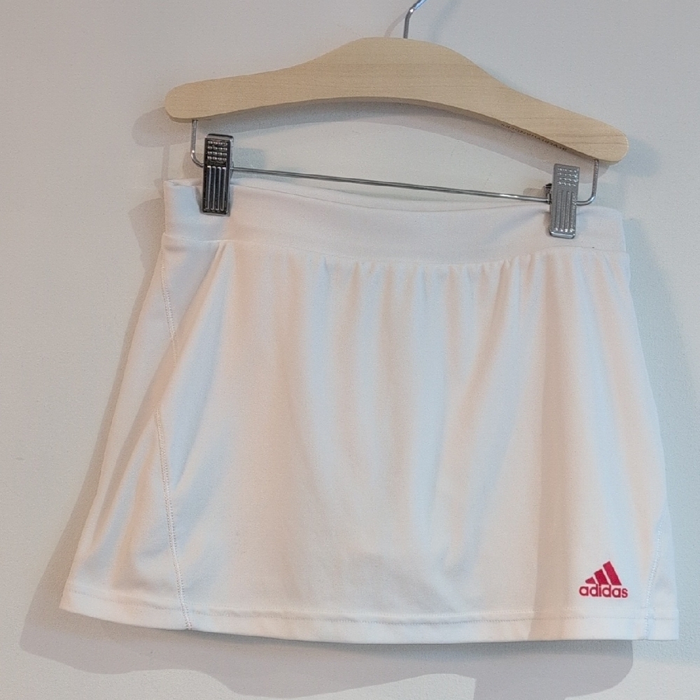 Adidas White Tennis Skirt With Built In Shorts Youth Size 12